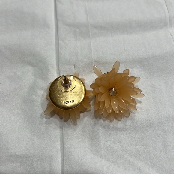 🔴J Crew - Adorable 3D Multi-Petal Peach Blossom Earrings Rhinestone Center - Picture 7 of 7